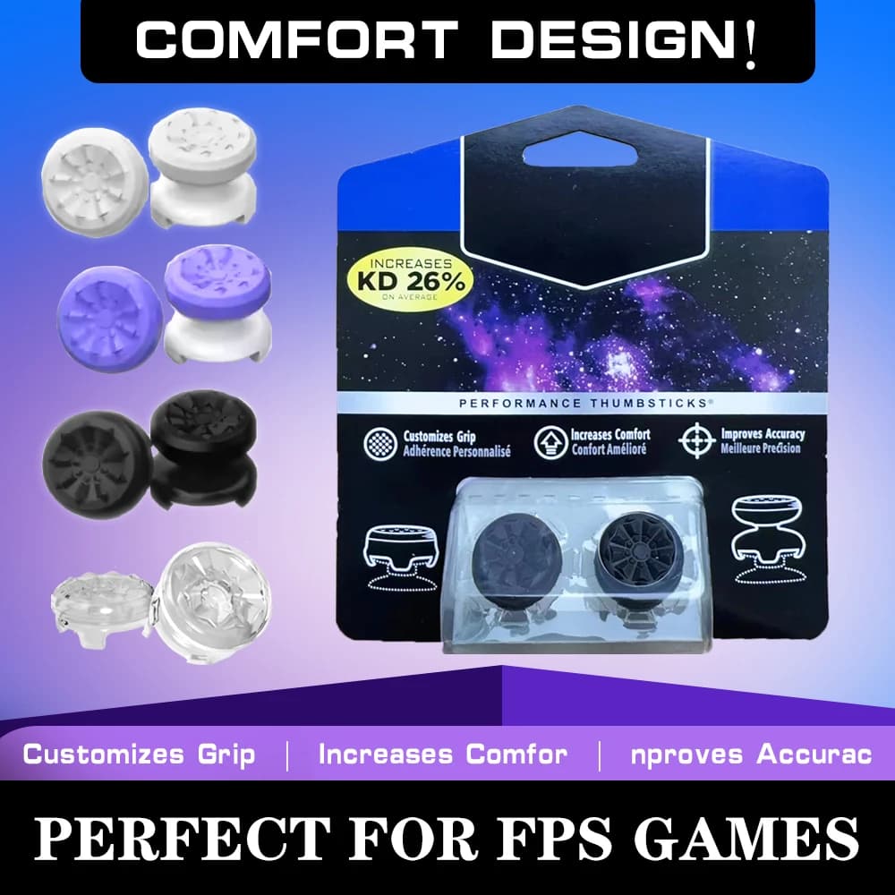 2 impugnature in silicone per P5/P4, joystick analogico ad alte prestazioni per PS4 PS5 Galaxy, cappuccio in silicone per joystick