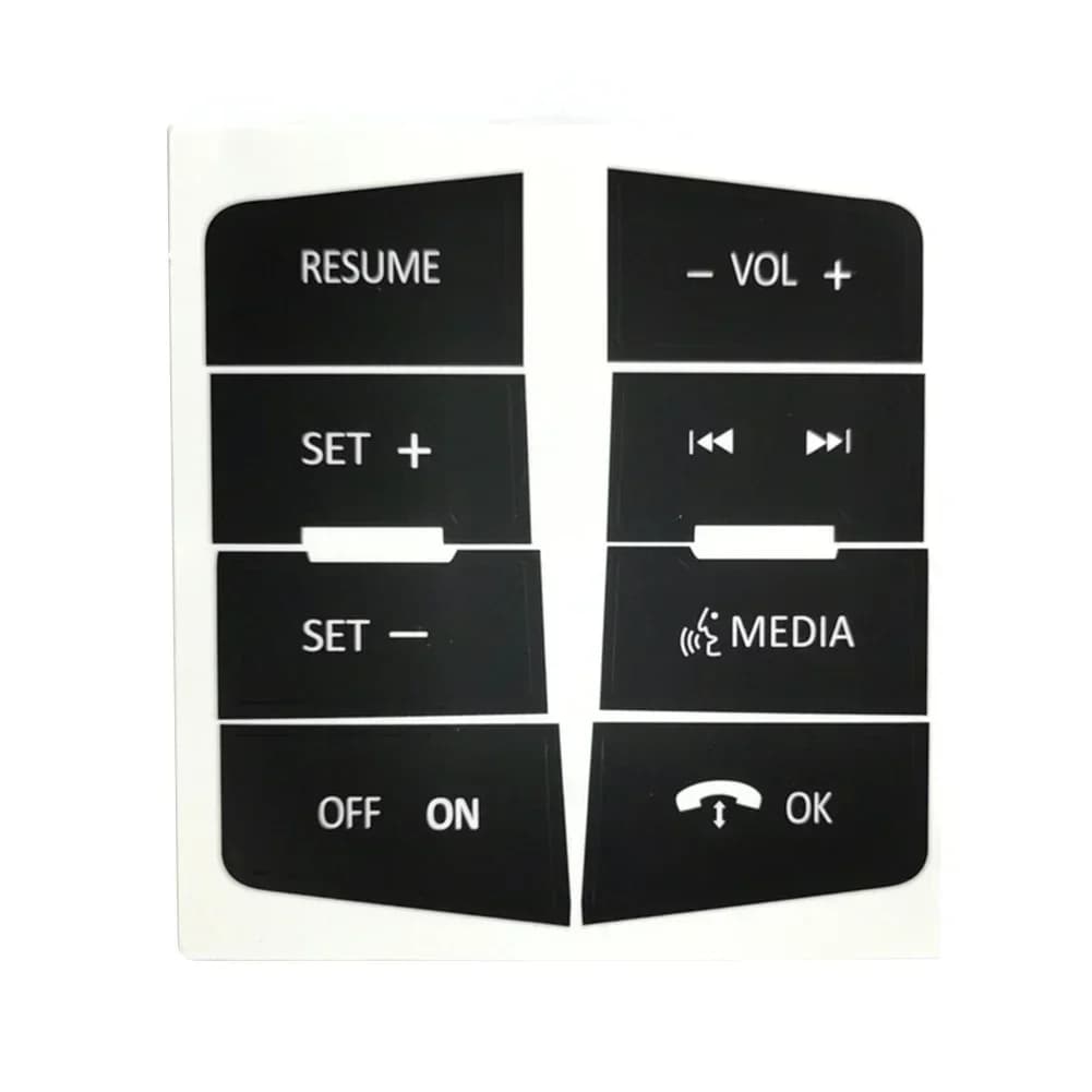 1pc/set For Ford Focus 2008-2010 Vinyl Steering Wheel Button Repair Decals Stickers Trim With Black Overlay + White Lettering