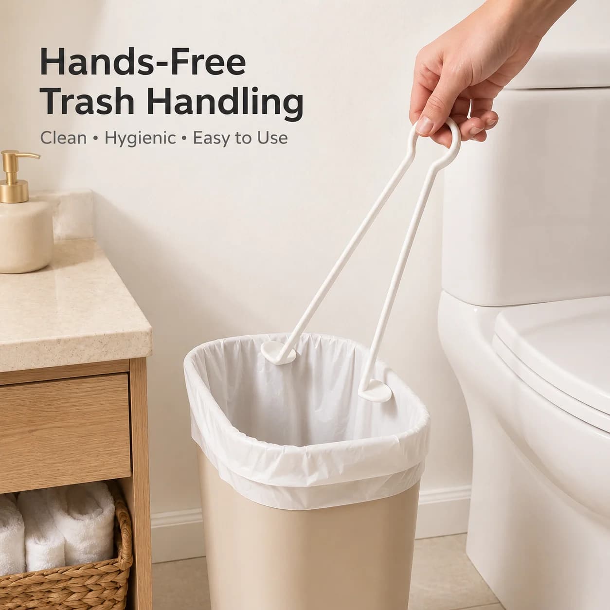 Flat Mouth Garbage Clip, Bathroom Trash Can Pressing Clip, Hand-free Garbage Pliers, Garbage Pressing Handle Clip