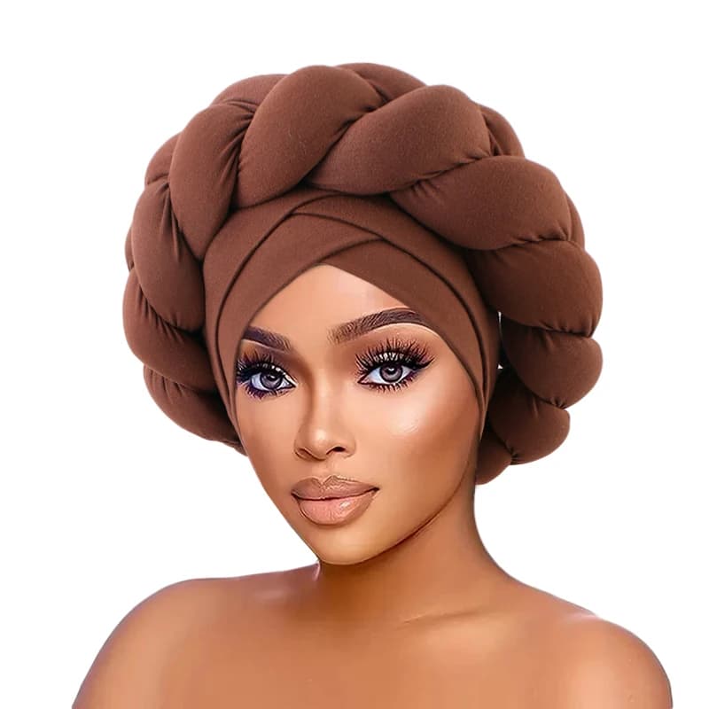 Nuovo pianura fatto a mano treccia turbante cappello africano headtie signore beanie headwrap arabo avvolgere sciarpa musulmana hijab capelli Aso Oke Auto Gele