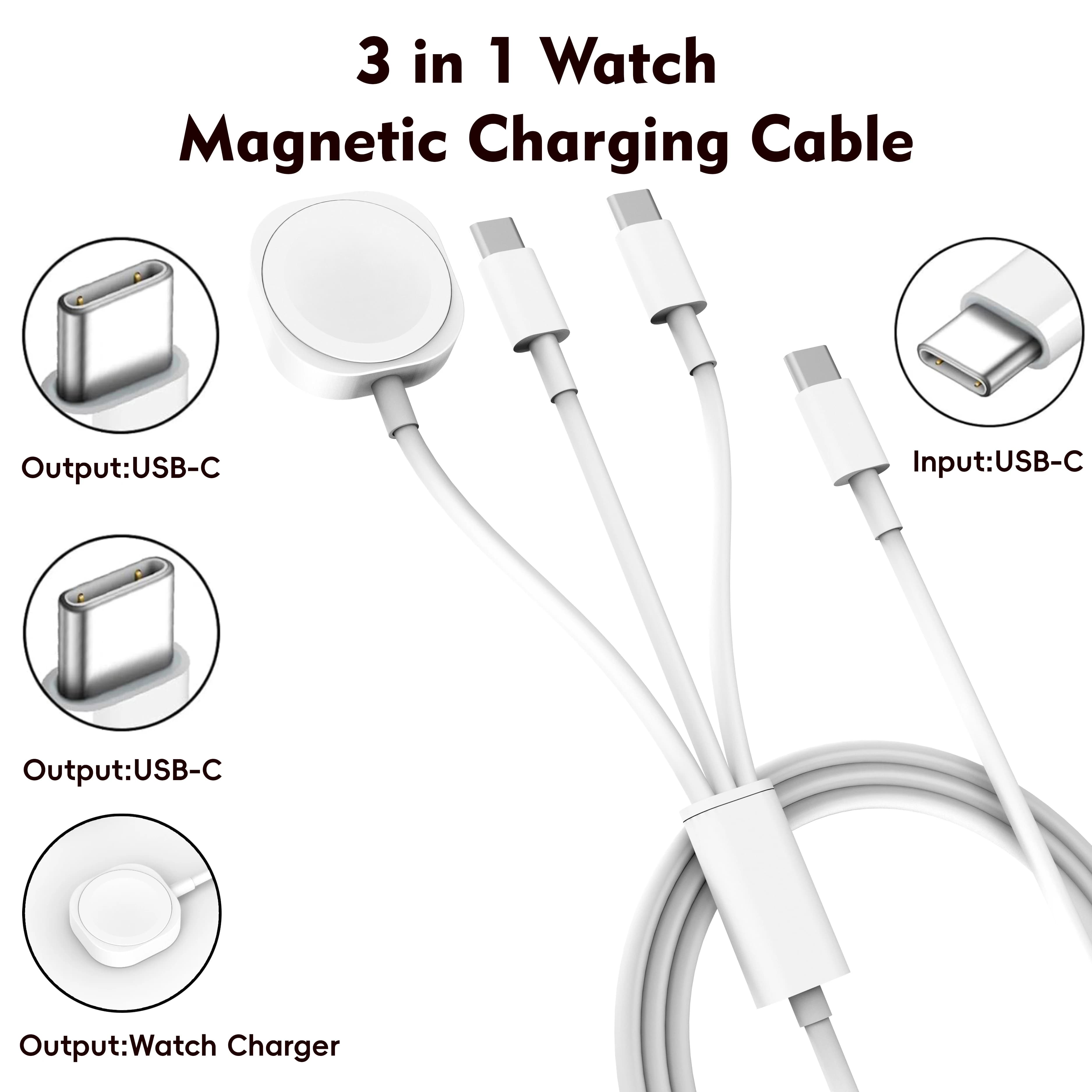 Charging cable 3 in 1 USBC USBA for phone Universal Wireless Dock Magnetic Clock Charger for iWatch S10 SE Ultra and AirPods