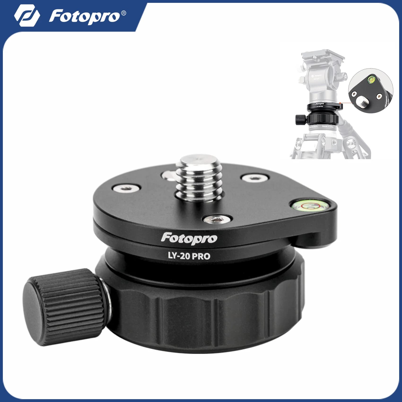 Fotopro LY20 PRO Treppiede Speedy Mini Base di livellamento Supporto universale con regolazione orizzontale per fotocamera DSLR