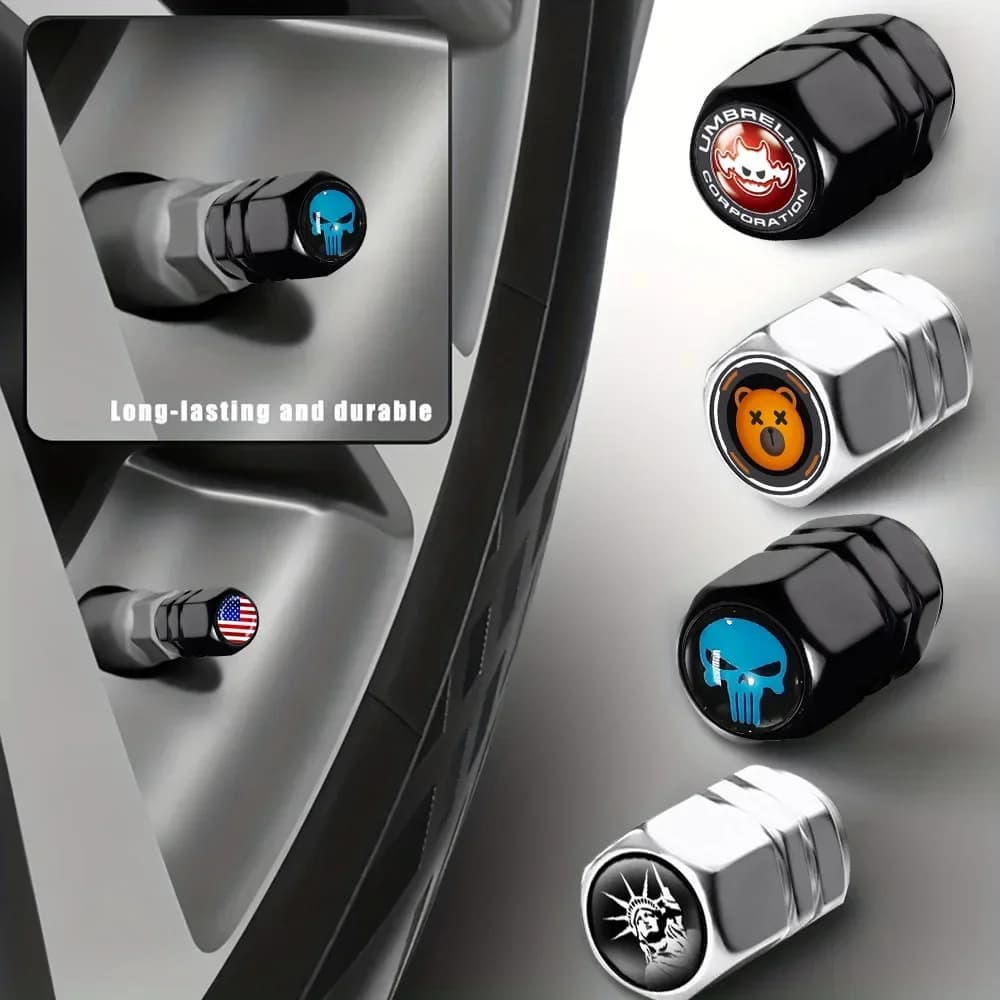 Tappi stelo valvola pneumatici per auto in alluminio Copri capezzoli ruota Set tappo valvola pneumatici AirCover per auto SUV Camion bici e strumenti moto