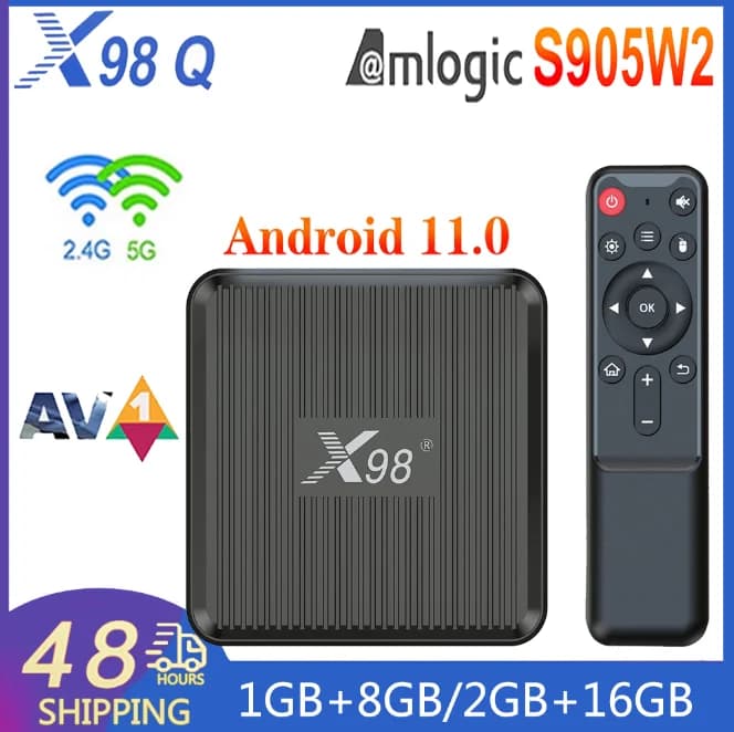 X98Q Smart Android TV BOX Android 11 S905W2 Quad Core 2.4G e 5G Dual WiFi 4K HDR 100M Ethernet Lettore multimediale Versione globale Più recente