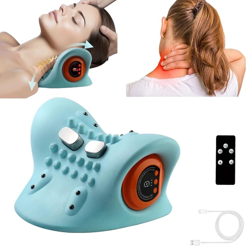Massaggiatore elettrico per il collo 4D con calore 26 ° Massaggiatore portatile per spalle con cuscino per trazione cervicale angolare per il disagio delle spalle del collo