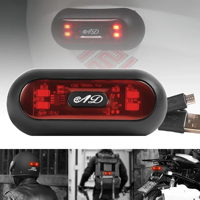Luce per casco moto ricaricabile impermeabile LED segnale di sicurezza avvertimento luce posteriore bicicletta notte in esecuzione fanale posteriore lampeggiante