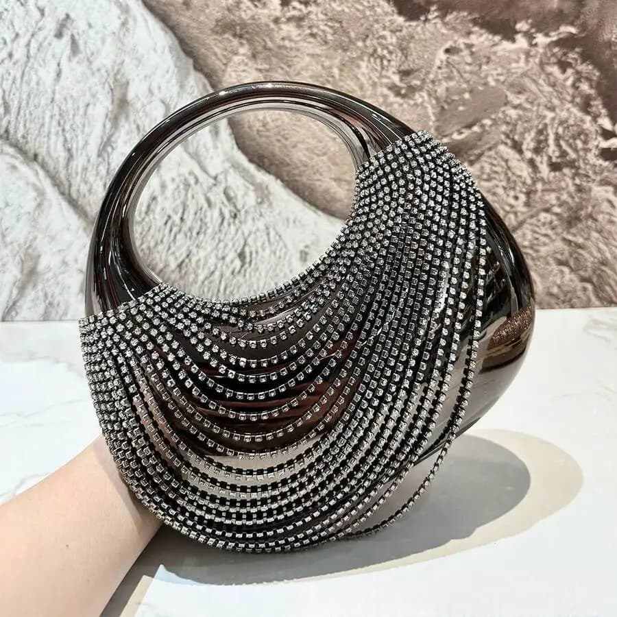 Luxurious Acrylic Clutch Bag With Rhinestone Decoration Evening Handbag