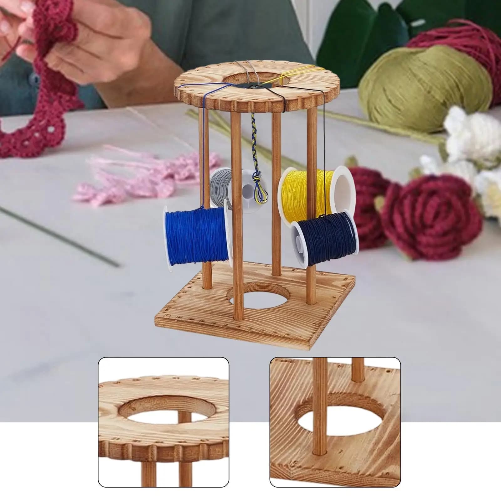 Wood Kumihimo Disk Bracelet Maker Handmade Beading Disc Board Weaving Loom Kit for Crafting Anklets and Bangles