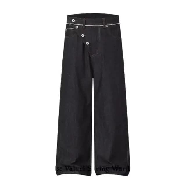 American Retro Design Curved Knife Jeans Loose Casual Men's Women's Wide Leg Long Pants Trendy Brand Standard Fit mid Stretch