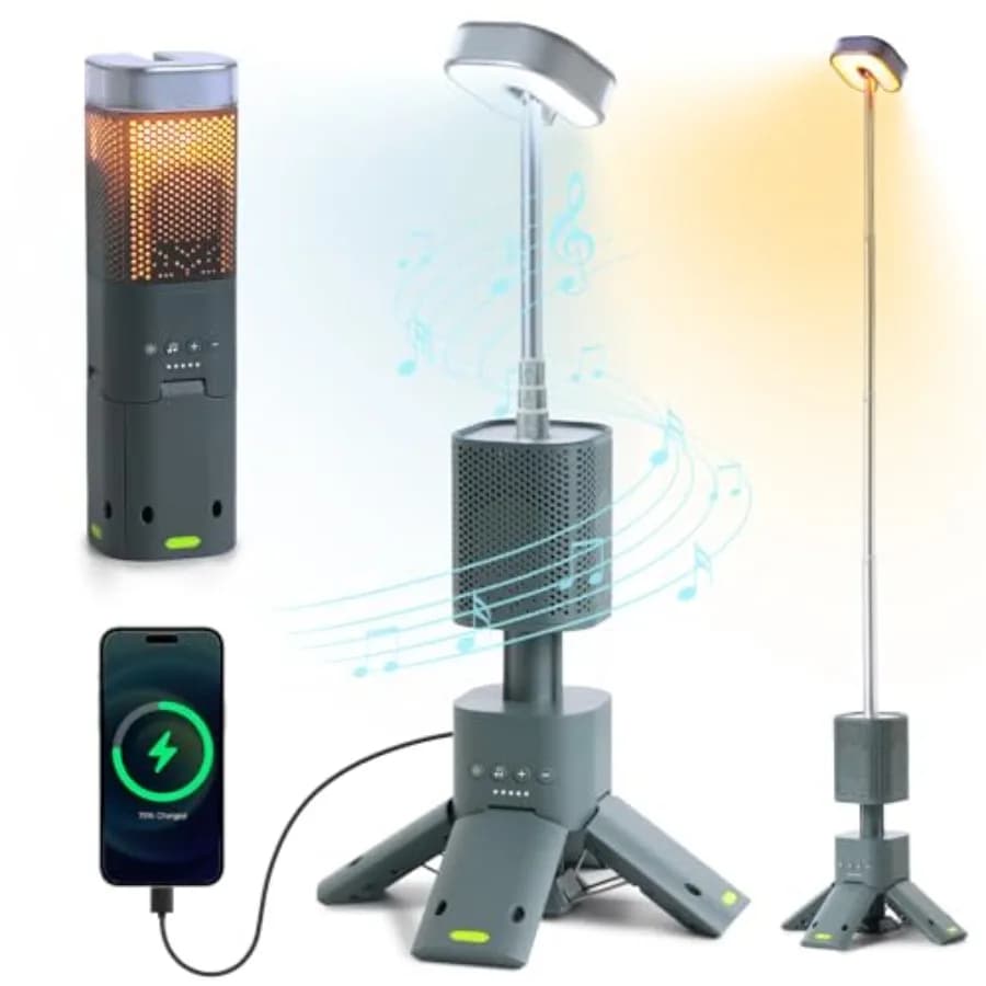 Lanterna da Campeggio Ricaricabile con 5 Modalità di Illuminazione, Batteria da 14000mAh, Luci Telescopiche per Tenda, Base Magnetica, Torcia LED