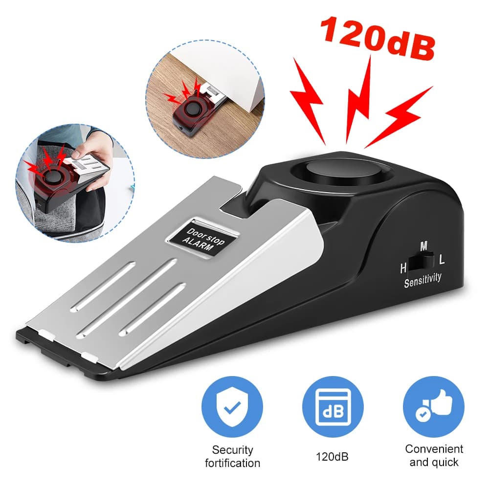 Awapow Allarme di Sicurezza per Porta, Allarme Portatile da 120dB per Viaggi, Casa, Appartamento, Sistema di Blocco per Porte