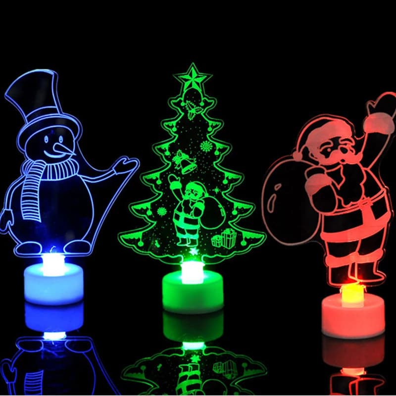 Mini Night Lights LED Colorful Flashing Lights Lamp Snowman Ornament Christmas Birthday Party Decorations New Year's Lighting Festive