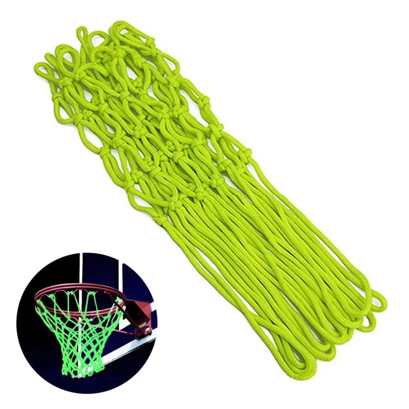 Rete da basket con luce notturna Rete da basket in nylon incandescente con bordo a 12 anelli Pallacanestro luminoso di dimensioni standard