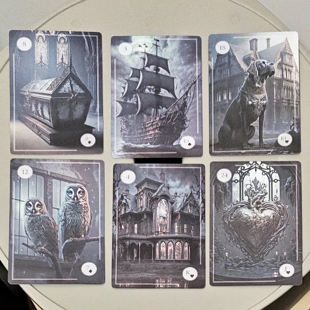 The Moonlight Night Lenormand Oracle Deck, 44 carte di divinazione fantasy gotica, 9*6 cm, in cartoncino a doppio rilievo