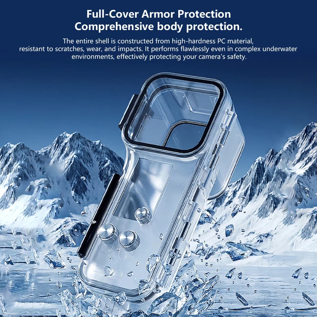 Custodia Subacquea Impermeabile 50M per DJI Osmo Pocket 4, Scatola Subacquea con Pulsante in Acciaio Inossidabile 316, Anti-Appannamento per Surf e Snorkeling