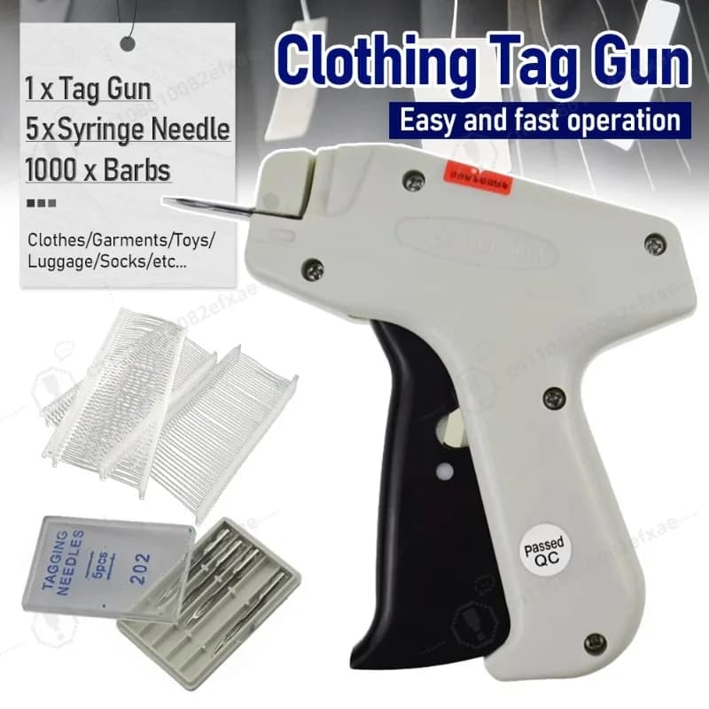 Clothes Price Tagging Gun with 1000 Fasteners 5 Steel Needles Garment Label Tag Gun Tool Kit for Clothing Retail Store Sewing