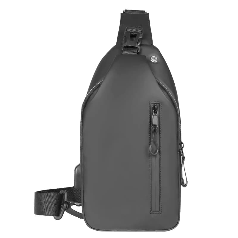 Borsa a tracolla impermeabile da uomo, con porta di ricarica USB, zaino da petto multifunzionale, adatta per sport da viaggio,