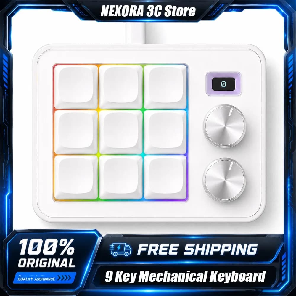 9 Key Mechanical Macro Keyboard Programmable Keypad With Rotary Knob Custom Mini Keyboard For osu Gaming Office PC Accessories