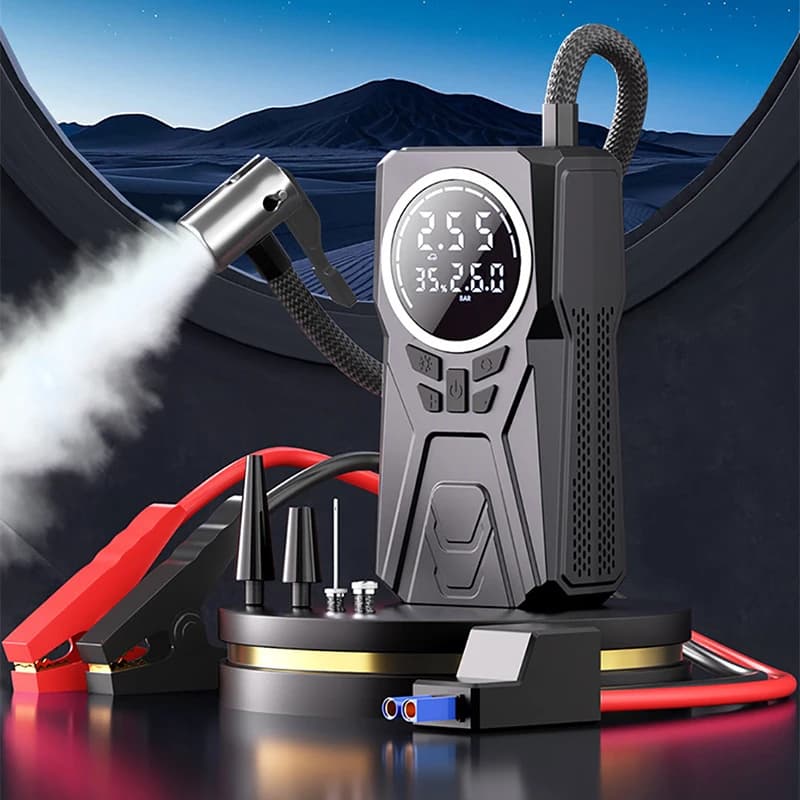 Compressore Digitale Cordless Gonfiatore per pneumatici per auto Avviatore di emergenza per auto Gonfiatore per pneumatici per auto portatile Pompa d'aria per compressore d'aria portatile