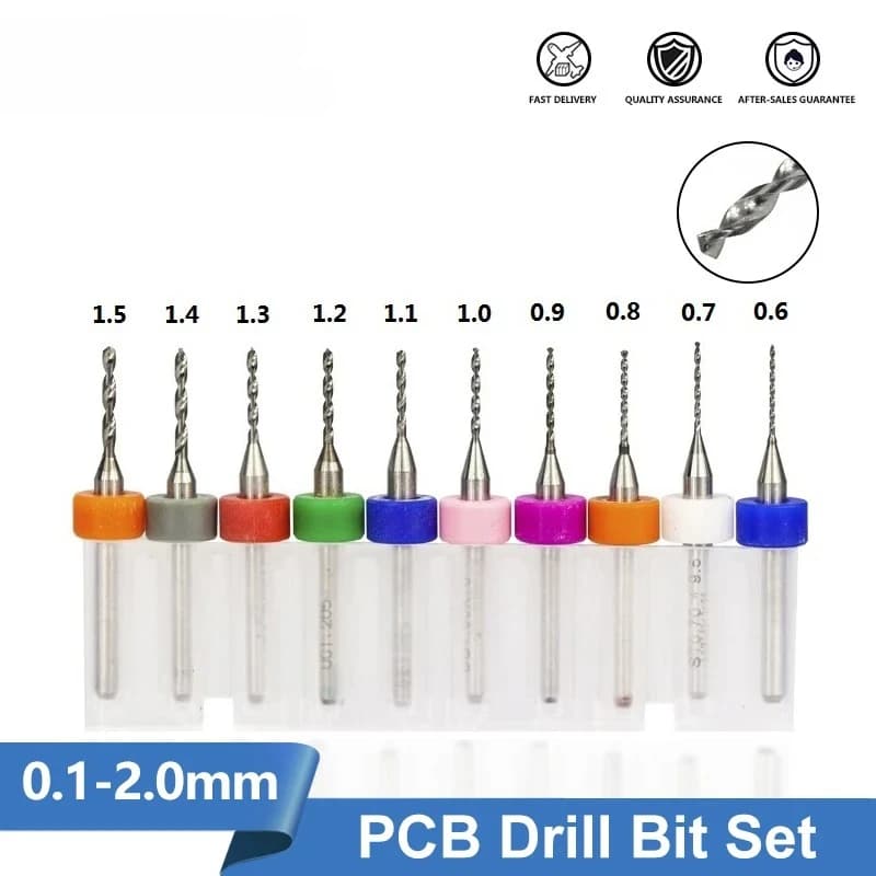 XCAN Trapano Tips Set in Carbide Imported from 0.1mm to 2.0mm for PCB, Mini CNC Drilling Tips for Printed Circuits