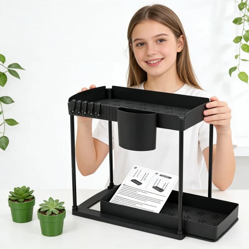 Solution Spacious Under Lavender, Organizer to Two Levels Swivel Basket, Ideal for Kitchen, Perfect Add to Kitchen