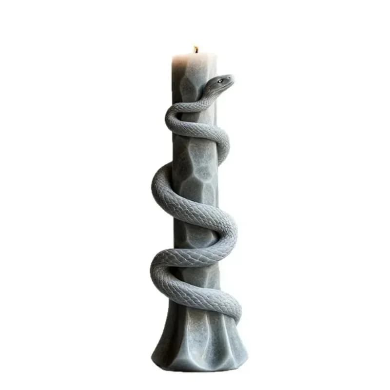 1-4PCS Flower Snake Pillar Candle Molds Silicone Mold Cylindrical Aromatherapy Candle Plaster Animal Mold Form Halloween Decor