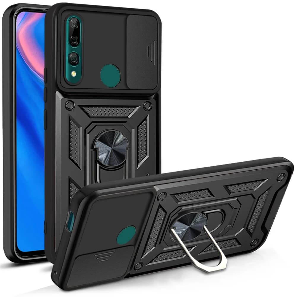 Custodia per Huawei Y9 Prime 2019 e Huawei P Smart Z con Anello Magnetico, Protezione Fotocamera Scorrevole e Cover Posteriore Rinforzata