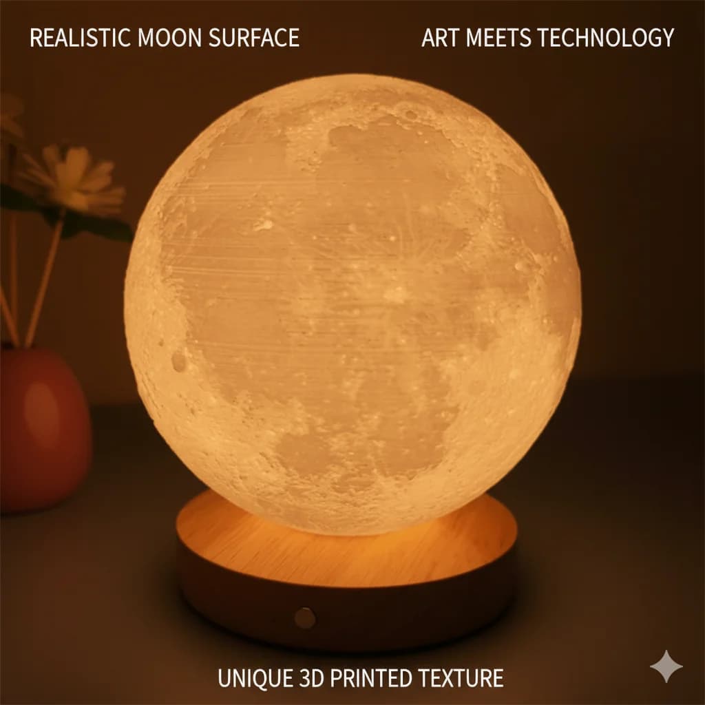Lampada a luce lunare 3D rotante ricaricabile lunare luce notturna camera da letto scrivania atmosfera del sonno decorazioni per la casa creative regalo per adulti bambini