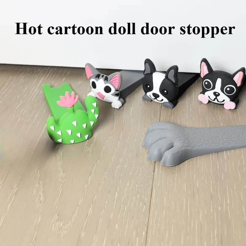 Fermaporta a forma di animale Anti collisione Fermaporta in silicone per cartoni animati Blocco cuneo Maniglia riutilizzabile Fermaporta Supporto da pavimento per porta
