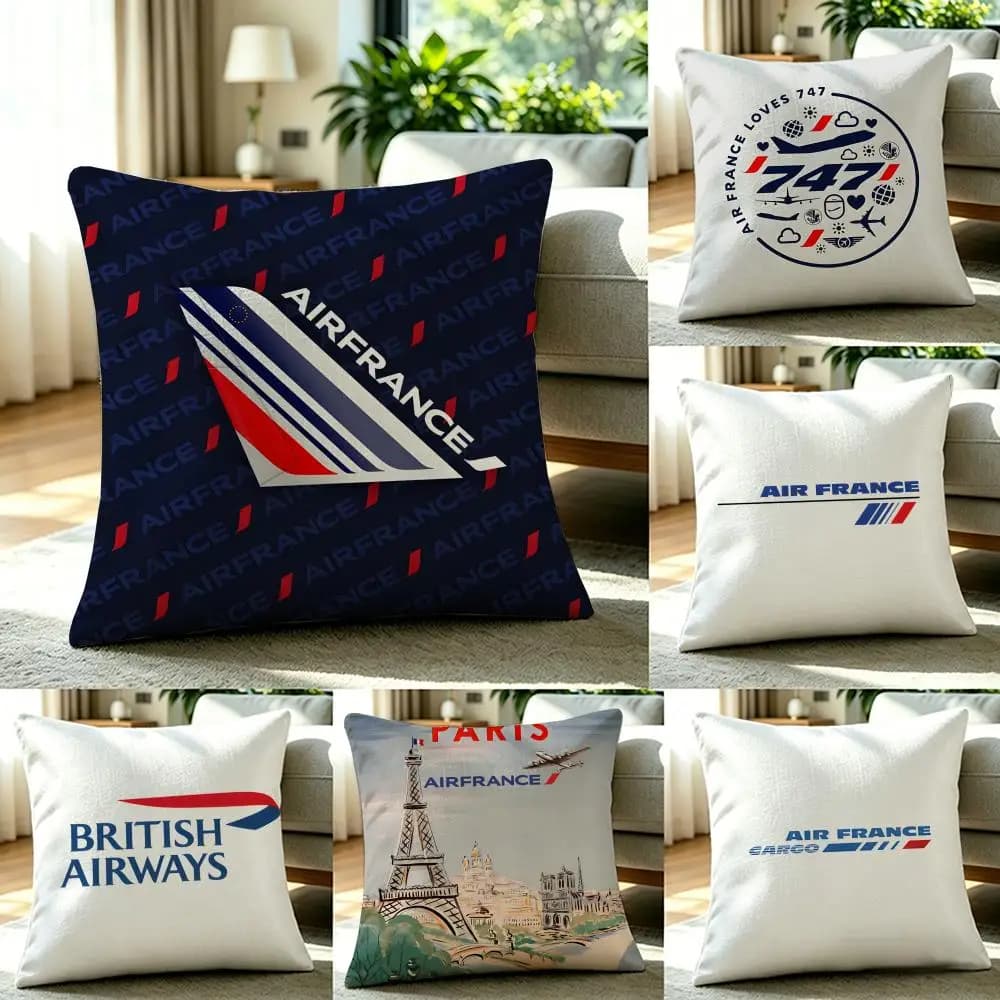 A-Air F-France Cushion Cover Natural Linen Pillowcase Set, All-in-One Decor for Sofa, Bedroom & Chair