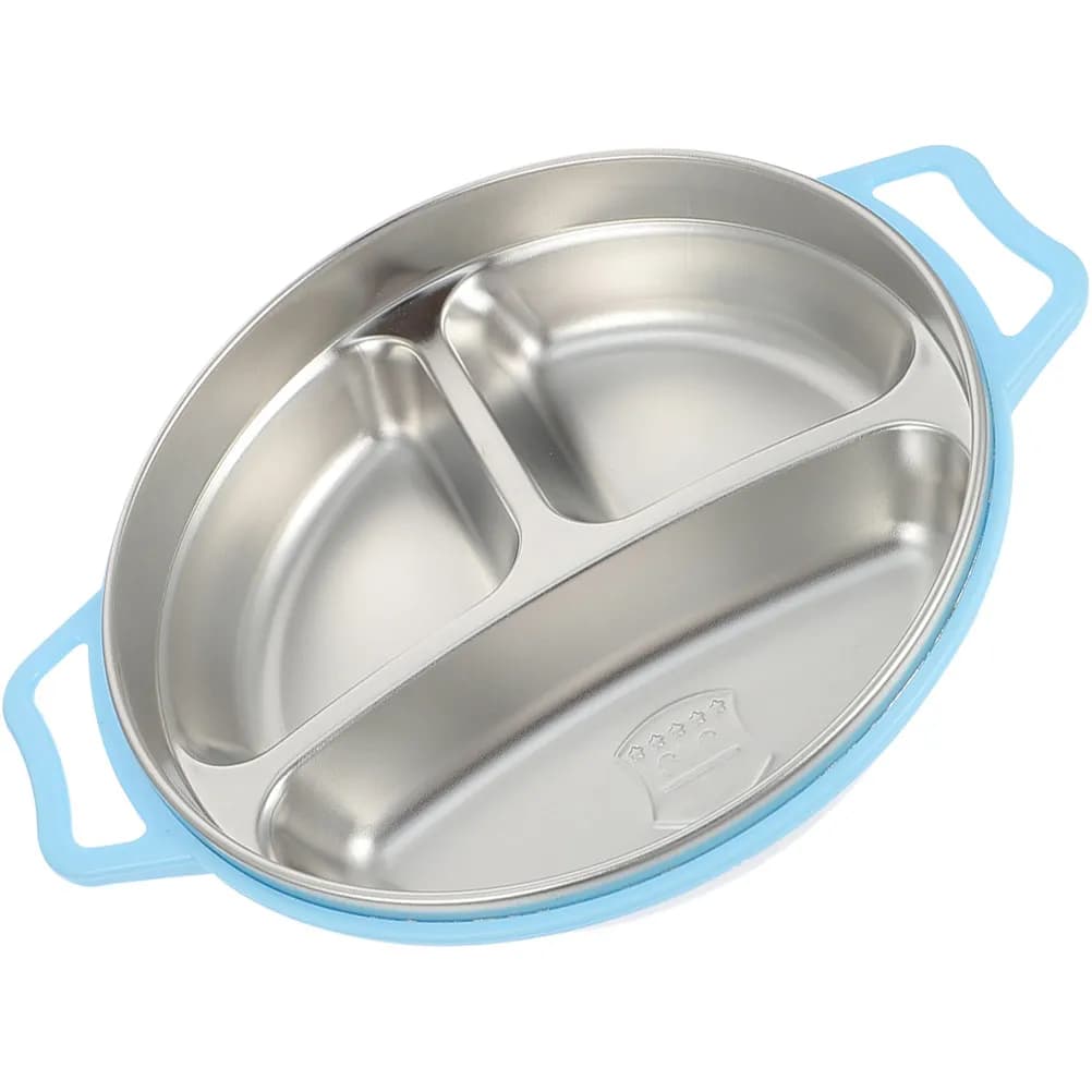 Piatto Diviso per Servire Cibo, Vassoio Sezionato in Acciaio Inox per Casa e Cucina, Controllo Porzioni per Dieta e Snack
