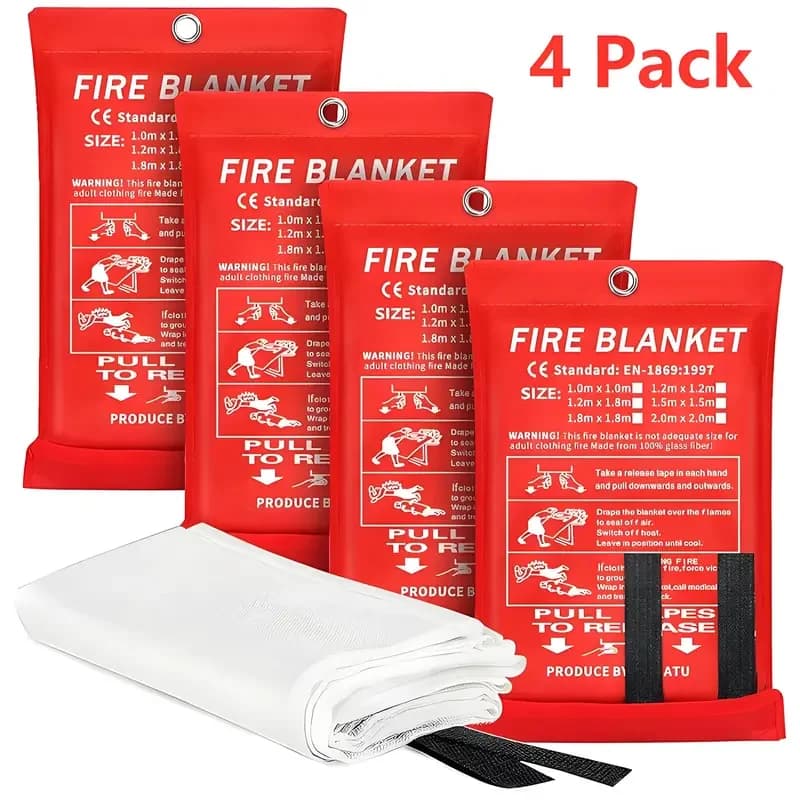 Coperta Antincendio di Emergenza, Confezione da 4, 40x40 in Fibra di Vetro Resistente al Calore per Cucina e Sicurezza Domestica