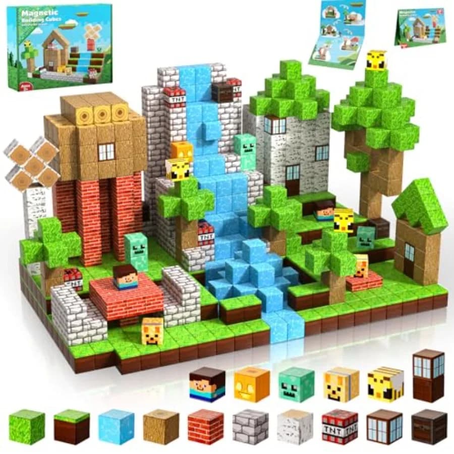 Magnetic Blocks-100PCS Magnetic Building Blocks Magnetic Tiles Stacking, Build Magnet Forest Set, STEM Montessori Sensory Toys
