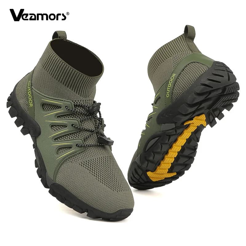 Scarpe da trekking traspiranti da uomo lavorate a maglia Scarpe da ginnastica alte da donna alla moda Scarpe sportive casual antiscivolo per il campeggio Trekking
