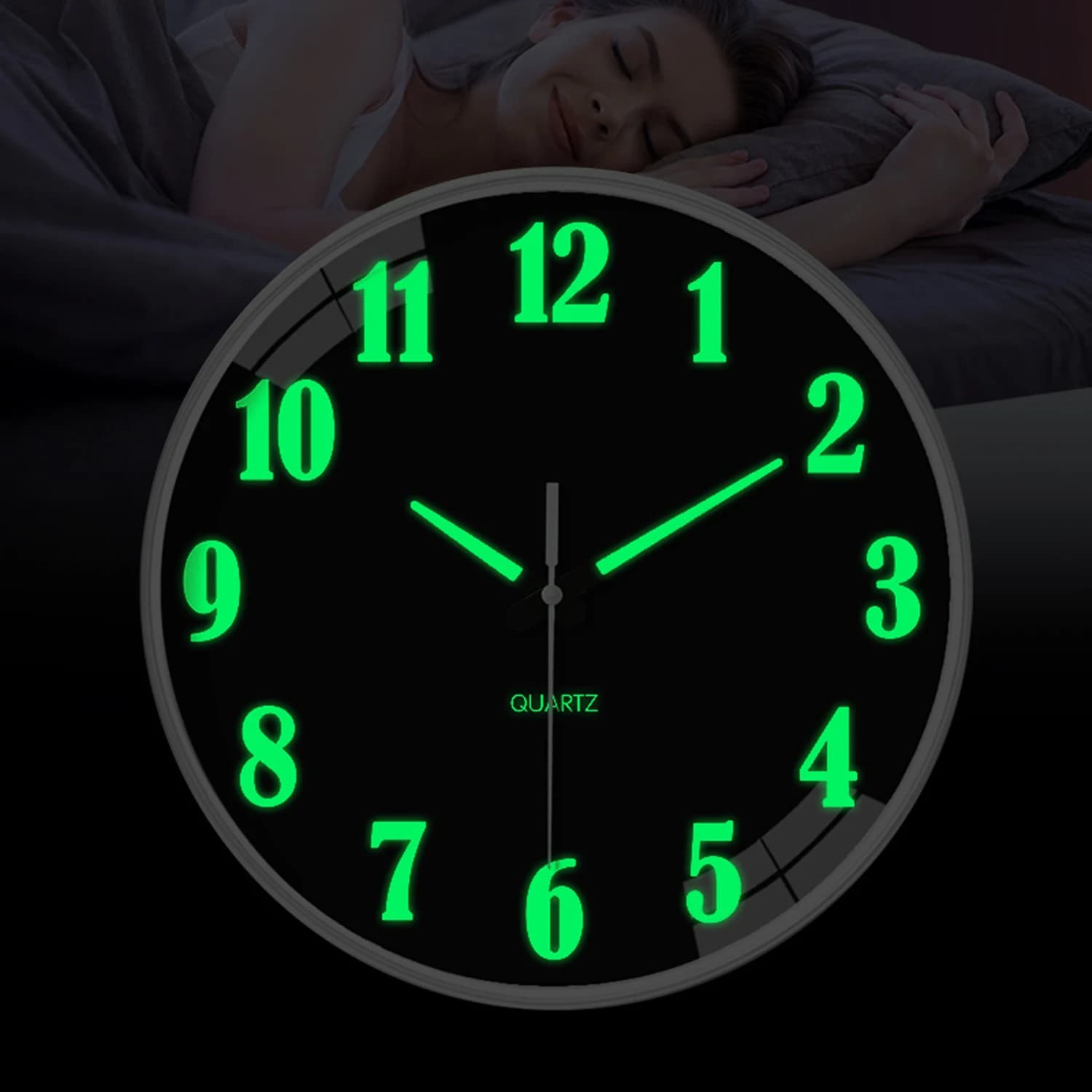 Orologio da parete moderno e unico in vetro plastica luminoso, orologio da parete moderno rotondo silenzioso da 8-16 pollici, alimentato a batteria AA, adatto
