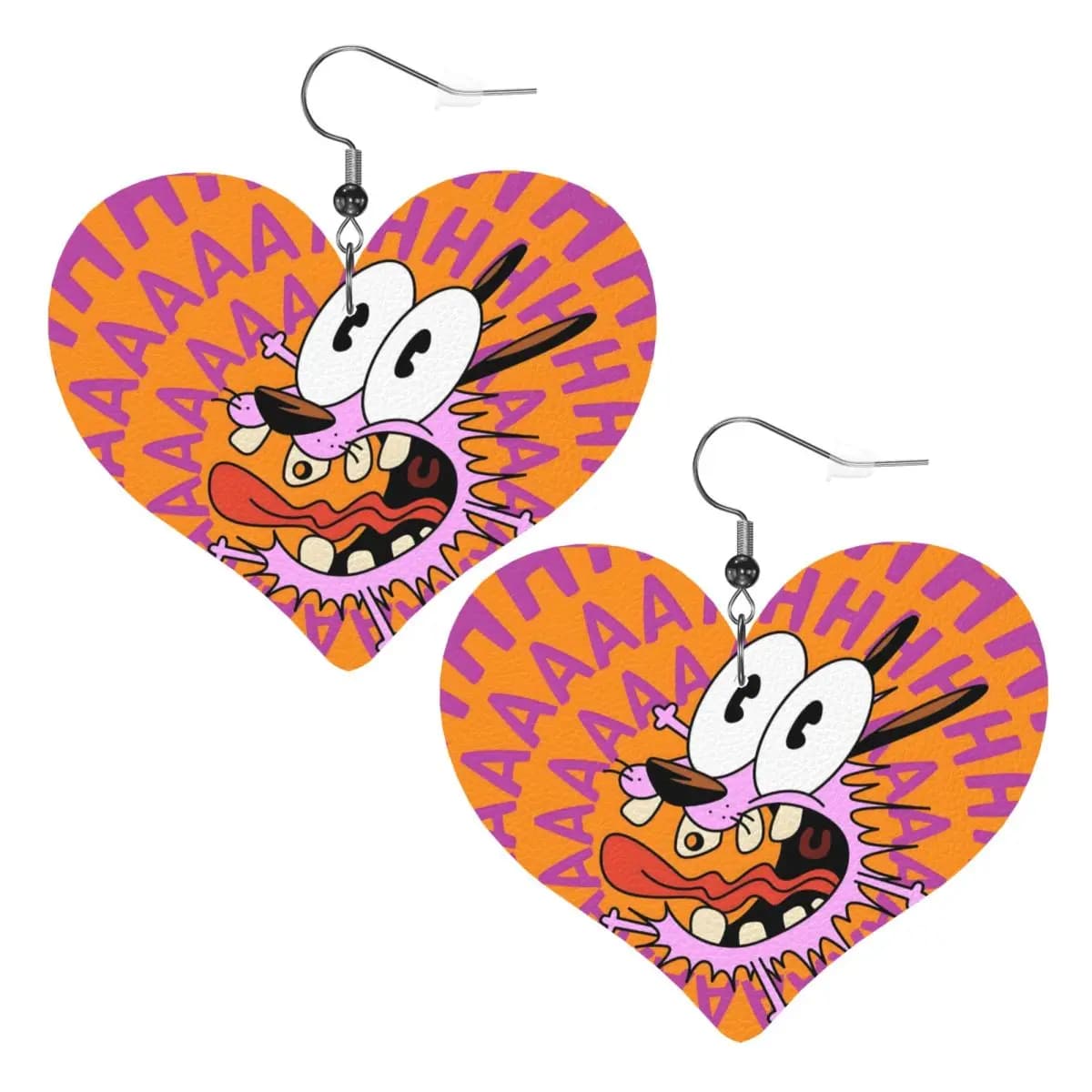 Personalizzato C-Courage The Cowardly Dog Orecchini in pelle PVC Orecchini pendenti Gioielli per donne Per moglie Madre Regalo