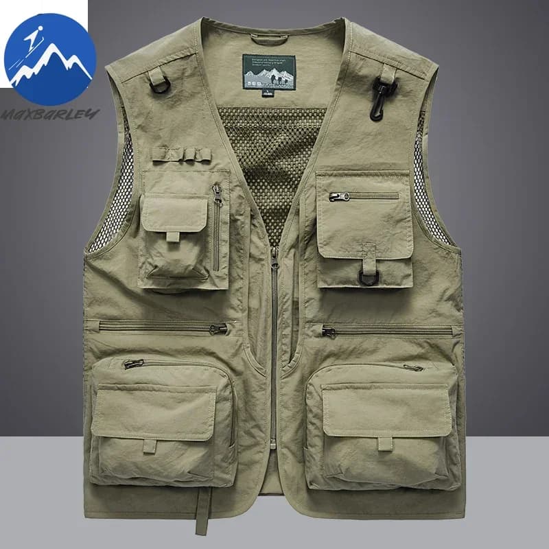 14 tasche gilet estate nuovi uomini lavoro escursionismo pesca gilet uomo fotografo gilet maglia cargo giacca senza maniche strumento gilet 7xl