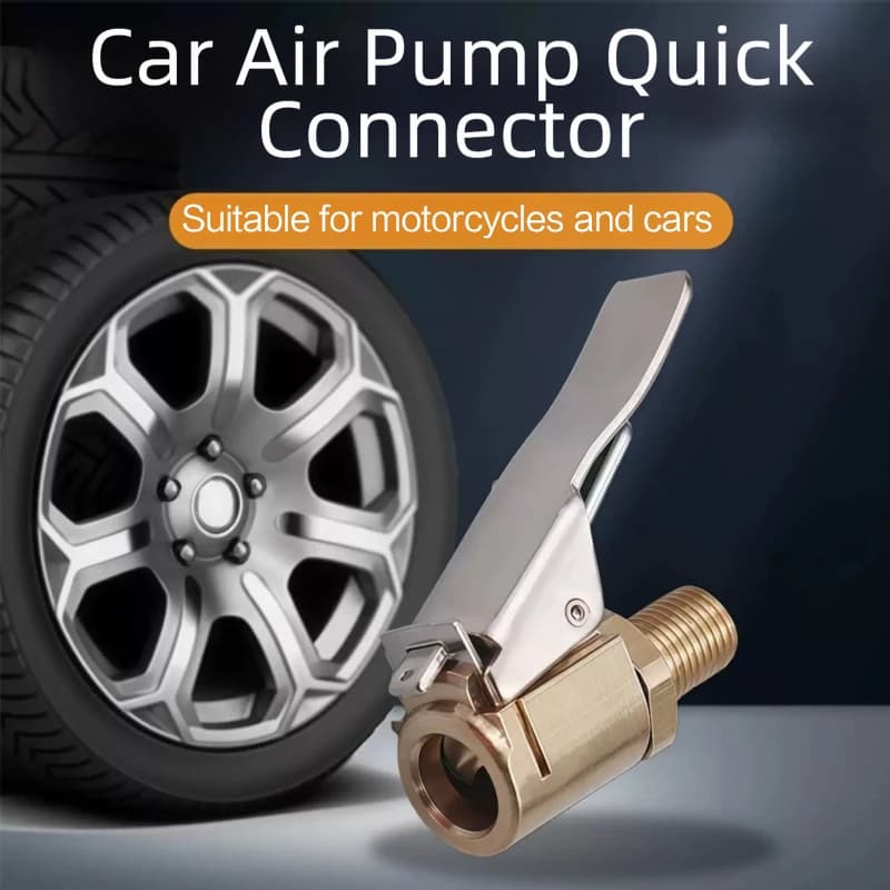 Adattatore per Valvola Pneumatici Auto, Ugello Gonfiatore con Morsetto, Connettore Filettato per Moto, Accessori Auto