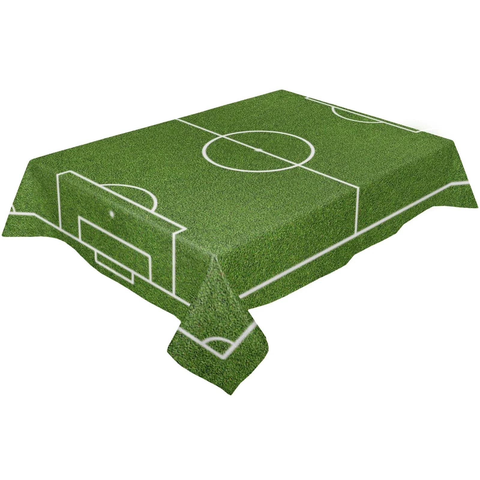 Palloni da calcio Campo da calcio Tovaglia rettangolare Decorazione da tavolo Copritavolo impermeabile per cucina Festa Matrimonio Decorativo