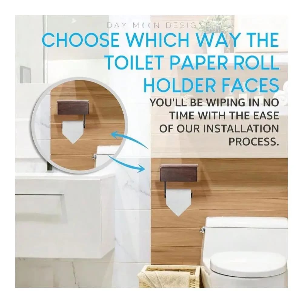Portarotolo di carta igienica Moon Designs con mensola, dispenser per salviette umidificate e contenitore, adatto a qualsiasi bagno, mantiene le salviette umidificate nascoste