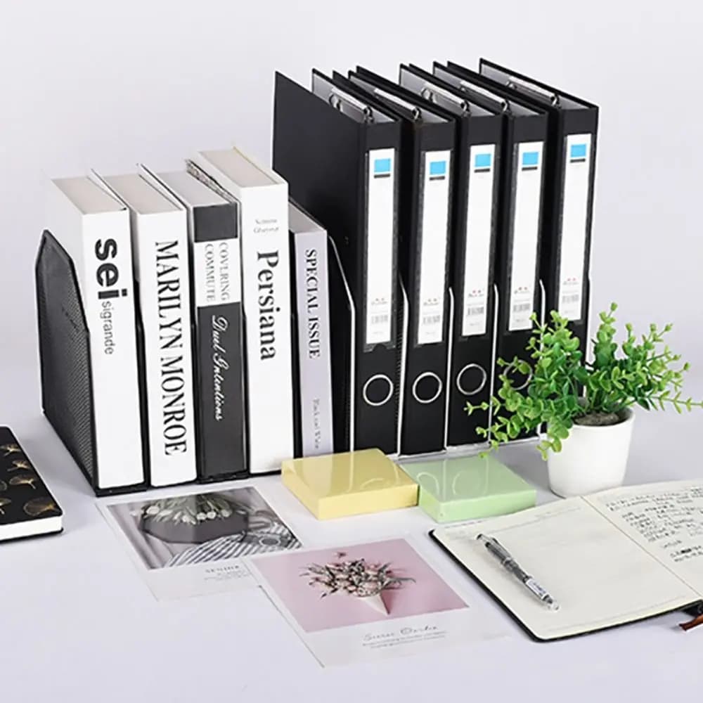 Semplice supporto per libri con 5/7 griglie, staccabile, in rete metallica, organizer da scrivania, supporto per libri regolabile, per studenti