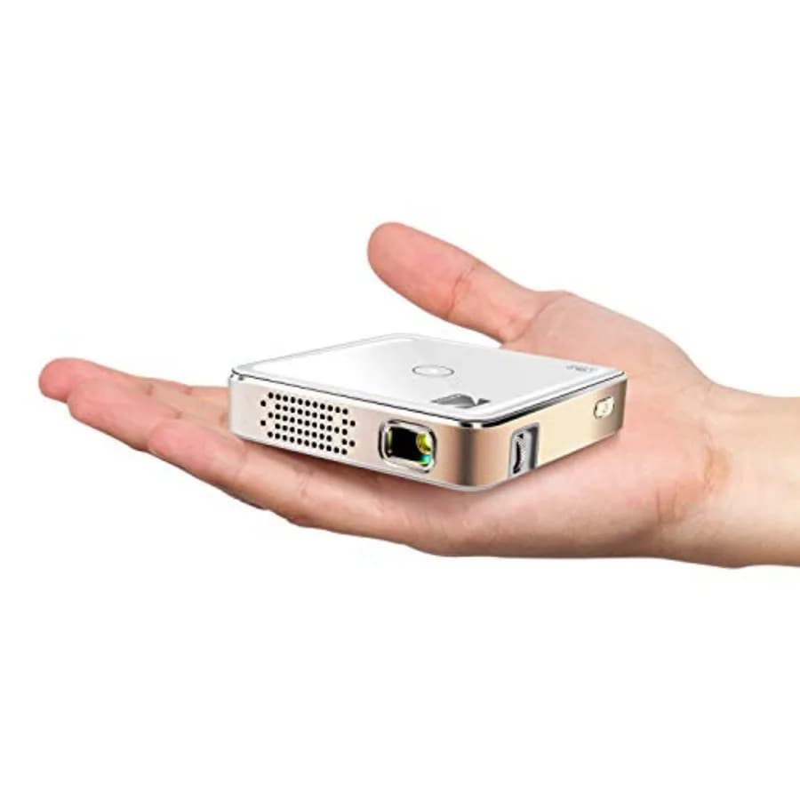 Mini Proiettore Portatile Ultra HD 1080p LED DLP Ricaricabile, Proiettore Pico con Display 100, Altoparlante Integrato, HDMI, USB, Micro SD