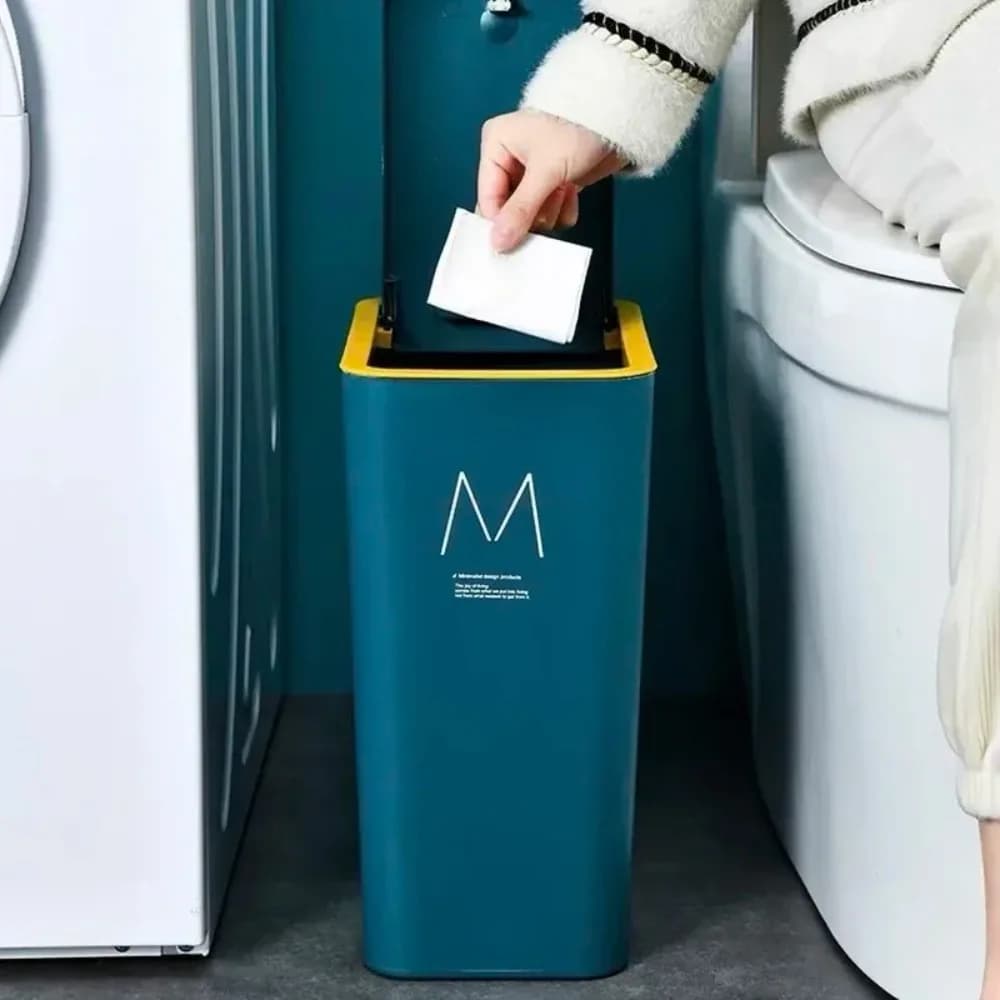 Garbage Bin Plastic Trash Bin Rectangular Nordic Trash Can with Lid Waste Bins Bathroom
