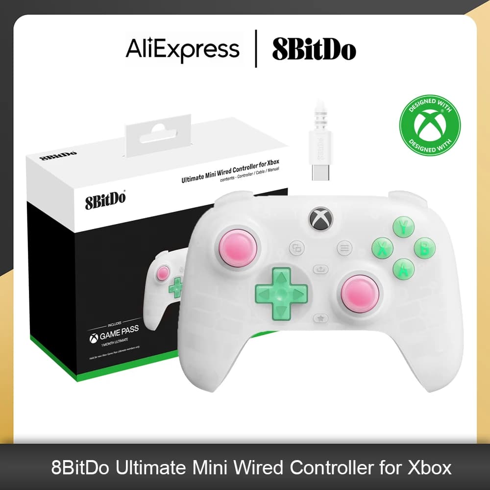 Mini controller cablato 8BitDo Ultimate con joystick Game Pass per Xbox Series S/X, Xbox One, accessori per gamepad Windows 10/11