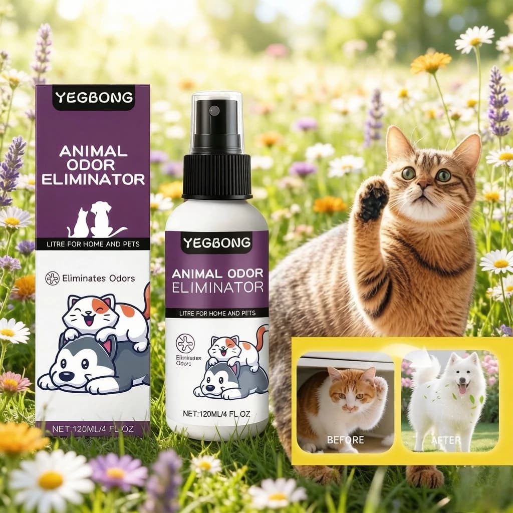 Spray Elimina Odori per Animali Domestici, Spray Detergente Delicato per Uso Quotidiano su Lettiere per Gatti, Vasche per Cani e Letti