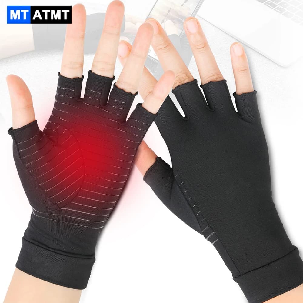 1 Paio di Guanti Compressivi per Artrite, per Uomo e Donna, Sollievo dal Dolore Articolare, Guanti Terapeutici Antiscivolo, Supporto per Polso a Mezza Dita
