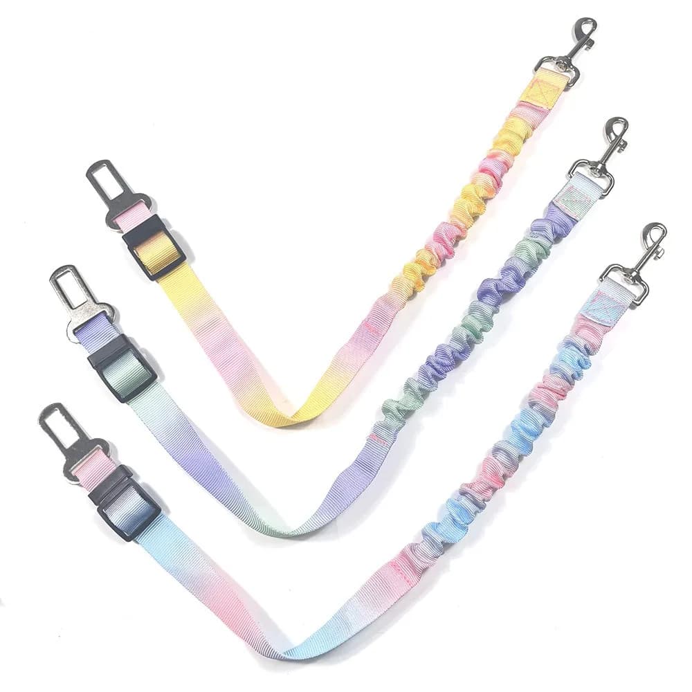 Polyester Dog Car Restraint Gradient Colored Adjustable Length Rope Dog Collar Traction Rope Pet Safety Traction Rope Travel