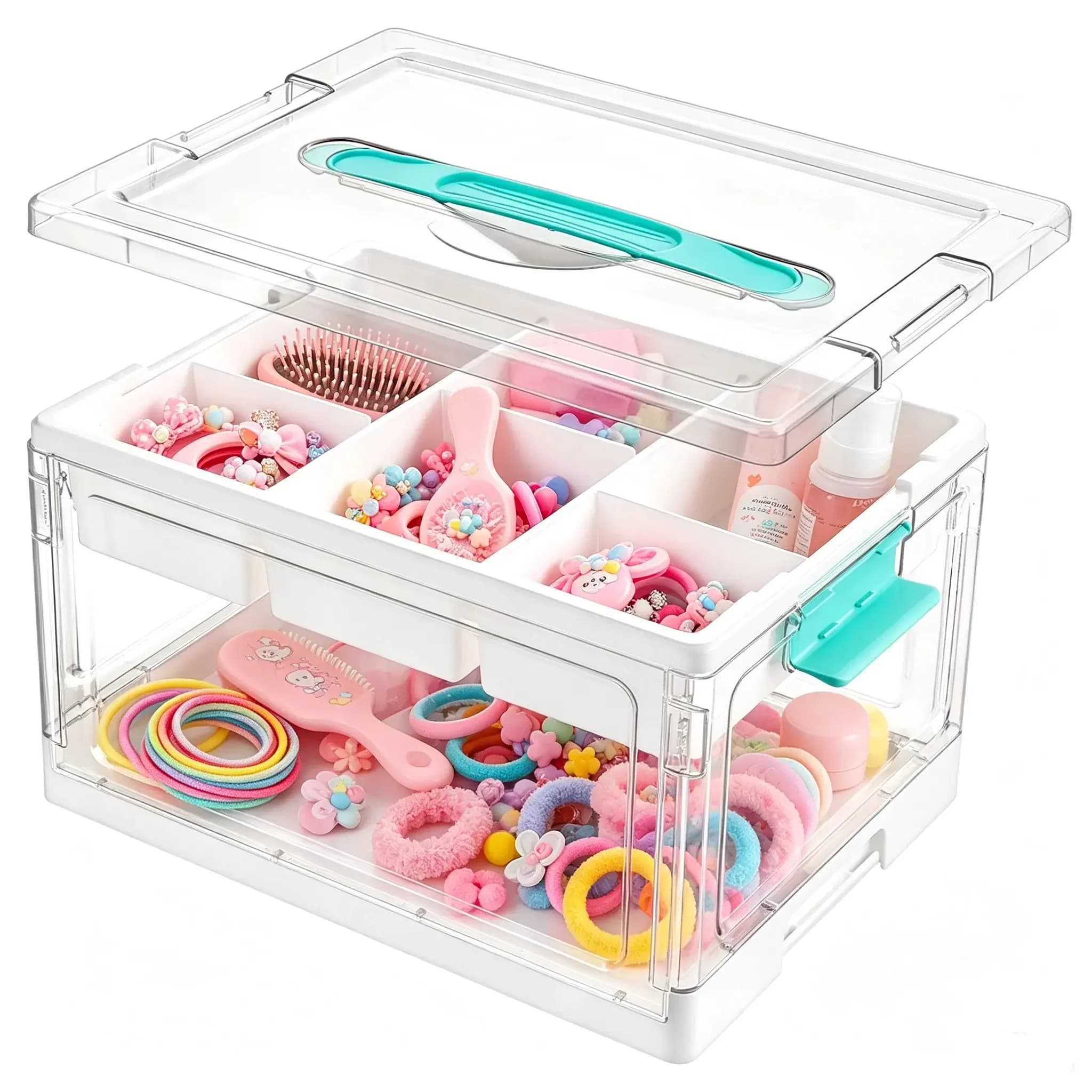 Vtopmart Set da 1-2 Contenitori Trasparenti da 24QT per Organizzazione e Conservazione, con Vassoi Rimovibili e Divisori, Ideali per Libri da Colorare, Giocattoli, Materiali Creativi, Medicinali, Plastilina, Trasparenti