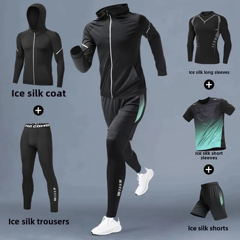 Quick Dry Compression Sports Suit 3-5 PCS Men's Running Sets Yoga Fitness Sportswear Basketball Tights Jogging Training Clothes