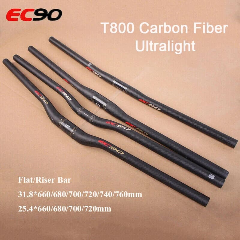 Manubrio per bicicletta in fibra di carbonio EC90 ultraleggero 25.4/31.8mm MTB manubrio 660/680/700/720/740/760mm piatto/barra montante parte della bici